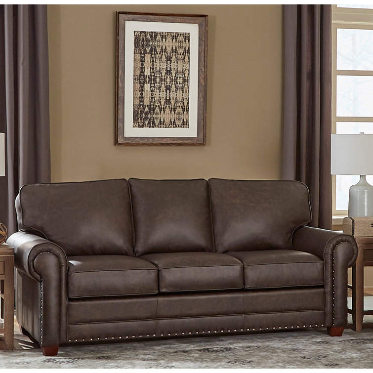 Sofa  Raval 83'' Genuine Leather Rolled Arm Sofa Bed Wayfair